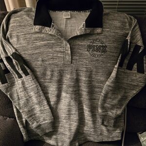 Victoria's Secret PINK Black and Gray Men's Crewneck Sweater